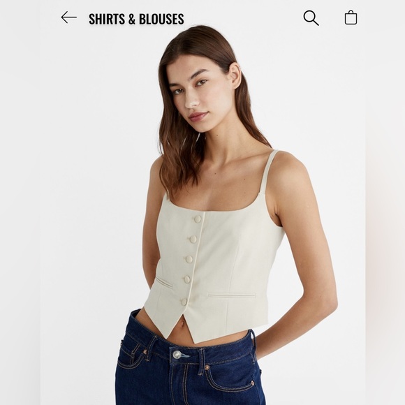 Stradivarius Formal top with buttons L in Ecru NWT Vest - Picture 2 of 5